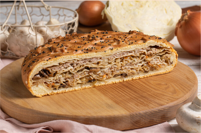 Курник с мясом капустой и грибами 1,4 кг