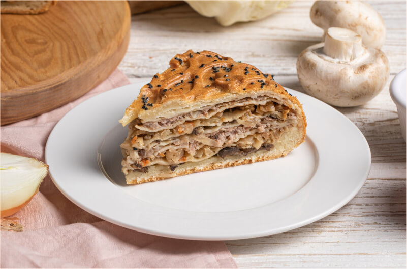 Курник с мясом капустой и грибами 1,4 кг